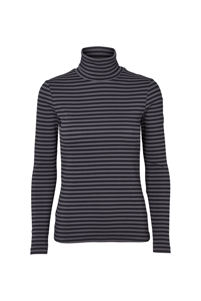 Basic Apparel Ludmilla High-neck T-shirts 693 Blackened pearl / black